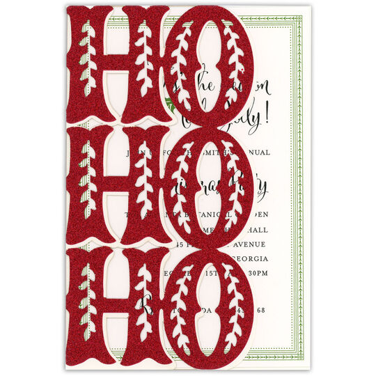 Ho Ho Ho Glittered Die-cut Pocket Invitations